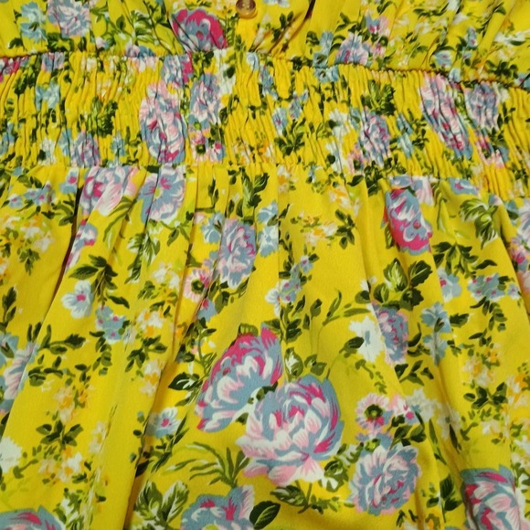 Mph Collection Women's Yellow Floral Cinch Elastic Waist Size 1x Comfy Flowy - Picture 2 of 7